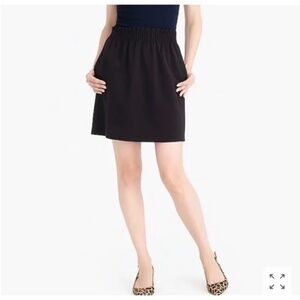 J. Crew NWT Black Sidewalk Skirt Pleated Ruched Elastic Mini Skirt w/ Pockets